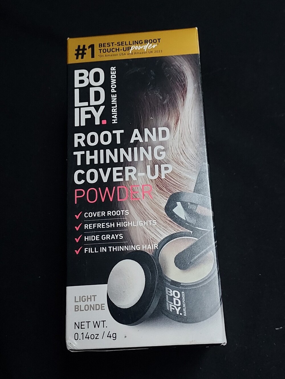 Boldify Root Touch Up Thinning Hair Powder Covers Grays Light Blonde 24 Hours